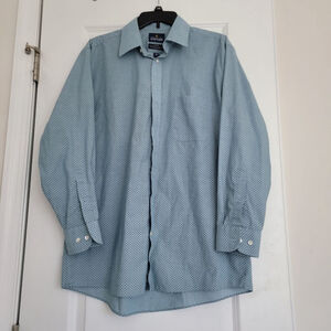 Men's Stafford Light Blue Navy Patterned Dress Shirt Neck 16.5